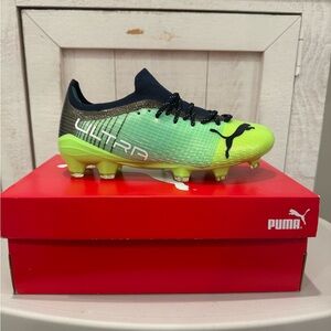 Puma Ultra Cleats in Black and Neon Green